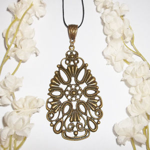 Bronze Statement Necklace Pendant Charm NWT 4924